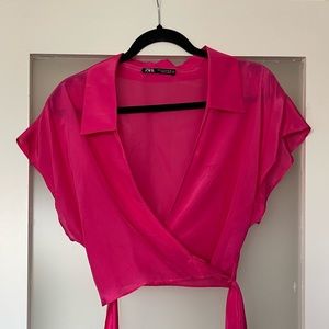 Zara Sheer Wrap Blouse